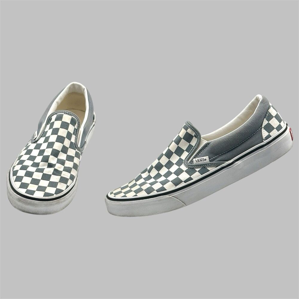 Vans Classic Slip On Mens 8 Women’s 9 Gray White Checker Skateboard Off The Wall